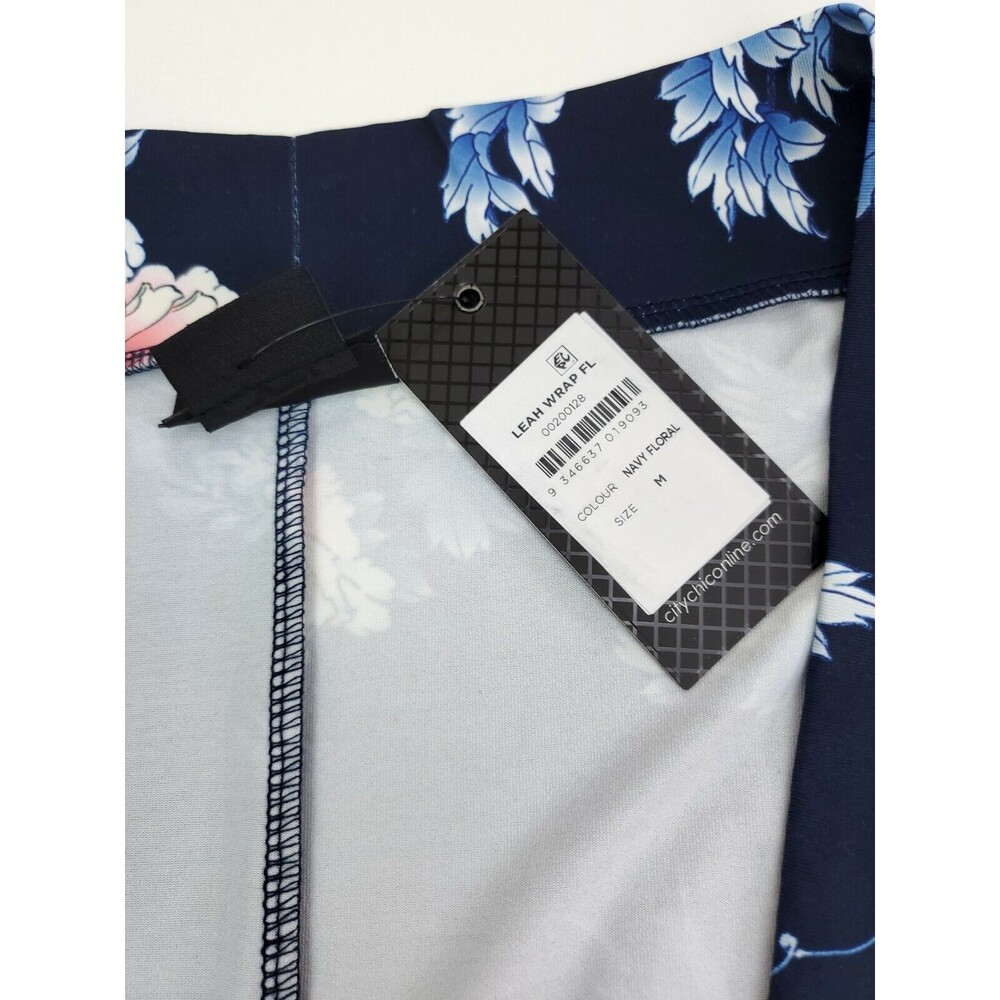 City Chic Womens Blue Floral Print Leah Wrap Robe Size M 18 - Picture 3 of 4